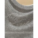 ANNANDELMAN 2025 Early Fall/Winter Collection 🩶 Indie Design Asymmetric Neckline Crystal-Embellished Gray Stretch Knit Top for Women - Image 12