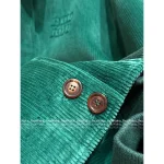 miumiu 2025 Early Fall/Winter Collection 🍏 Vintage Corduroy Green Pocket Lapel Bomber Jacket / Metal Belt Midi Skirt - Image 9