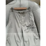 ALEXANDERWANG 2025 ☑️ Drawstring Waist Gray Tone Print Letter Logo Casual Wide-Leg Cargo Pants for Women - Image 9