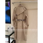 Dior 2025 Early Fall/Winter Collection 🧥 Heavyweight Khaki Embroidered Tie-Waist Long Trench Coat with Flattering Silhouette - Image 4
