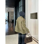 miumiu 2025 Fall/Winter 🐻 Maillard Color Palette ~ False Two-Layer Hooded Letter Logo Plaid Jacket for Women - Image 7
