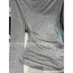 ANNANDELMAN 2025 Early Fall/Winter Collection 🩶 Indie Design Asymmetric Neckline Crystal-Embellished Gray Stretch Knit Top for Women - Image 11