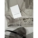 ALEXANDERWANG 2025 ☑️ Drawstring Waist Gray Tone Print Letter Logo Casual Wide-Leg Cargo Pants for Women - Image 8