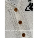 Vivienne Westwood 2025 Early Fall/Winter Collection 🪐 V-Neck Lambswool Jacquard & Embroidered Logo Knit Cardigan - Image 3