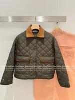 miumiu 2025 Fall/Winter Collection Suede & Quilted Pocket Detail Military Green Insulated Cotton Coat for Women - Image 25