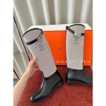 Hermes Fall/Winter New Arrival Ultimate Staple 👑 Kelly Jumping Canvas & Leather Knee-High Boots - Image 12