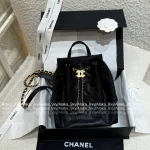 Chanel 25/26 Fall/Winter Collection 🖤 25bag Drawstring Design Chain ⛓️ Logo Caviar Mini Backpack