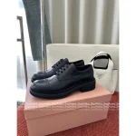 miumiu 2025 Early Fall/Winter Collection 👞 Height-Increasing Academic Style Genuine Leather Shoes for Women - 3.5cm Embroidered Logo Block Heel - Image 3