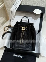 Chanel 25/26 Fall/Winter Collection 🖤 25bag Drawstring Design Chain ⛓️ Logo Caviar Mini Backpack - Image 27