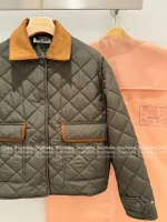 miumiu 2025 Fall/Winter Collection Suede & Quilted Pocket Detail Military Green Insulated Cotton Coat for Women - Image 23