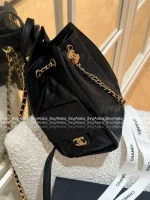 Chanel 25/26 Fall/Winter Collection 🖤 25bag Drawstring Design Chain ⛓️ Logo Caviar Mini Backpack - Image 26