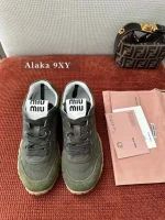 miumiu 2025 Spring/Summer Collection 🆕 Runway Style ~ Tyre Leather Sneakers 👟 Original-Grade Imported Knit Fabric / Suede Leather - 3 Colors Available - Image 11