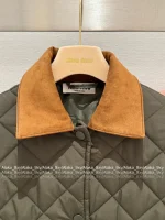 miumiu 2025 Fall/Winter Collection Suede & Quilted Pocket Detail Military Green Insulated Cotton Coat for Women - Image 22