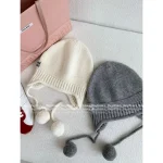miumiu 2025 Early Fall/Winter Collection 🎩 Adorable Pom-Pom Pendant Cashmere Knit Beanie / Ushanka Hat - Image 12