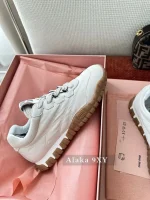 miumiu 2025 Spring/Summer Collection 🆕 Runway Style ~ Tyre Leather Sneakers 👟 Original-Grade Imported Knit Fabric / Suede Leather - 3 Colors Available - Image 9