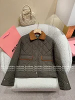miumiu 2025 Fall/Winter Collection Suede & Quilted Pocket Detail Military Green Insulated Cotton Coat for Women - Image 19