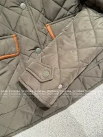 miumiu 2025 Fall/Winter Collection Suede & Quilted Pocket Detail Military Green Insulated Cotton Coat for Women - Image 18