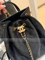 Chanel 25/26 Fall/Winter Collection 🖤 25bag Drawstring Design Chain ⛓️ Logo Caviar Mini Backpack - Image 20