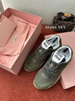 miumiu 2025 Spring/Summer Collection 🆕 Runway Style ~ Tyre Leather Sneakers 👟 Original-Grade Imported Knit Fabric / Suede Leather - 3 Colors Available - Image 34