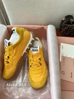 miumiu 2025 Spring/Summer Collection 🆕 Runway Style ~ Tyre Leather Sneakers 👟 Original-Grade Imported Knit Fabric / Suede Leather - 3 Colors Available - Image 33