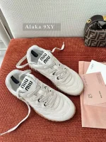 miumiu 2025 Spring/Summer Collection 🆕 Runway Style ~ Tyre Leather Sneakers 👟 Original-Grade Imported Knit Fabric / Suede Leather - 3 Colors Available - Image 25