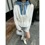Louis Vuitton 2025 Early Fall/Winter Collection 🆕 Hooded Denim Blend White Faux Fur Coat / Vest