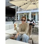 SELF-PORTRAIT Rich Girl's Private Wardrobe 2025 Early Fall Collection Gold-Thread Round Neck Metal Button Chain Belt ⛓️ Flounce Sleeve Pullover Top - Image 8