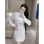 Chanel Rich Girl Aesthetic 🎀 2025 Fall Collection 3D Shirt Collar Bow Design Dress for Women - Image 7