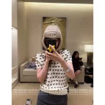 Chanel Girly Aesthetic ~ Bow Detail 🎀 2025 Fall/Winter Collection 3D Jacquard Round Neck Striped Wool 🦙 Knit Short Sleeve / Pullover Sweater - Image 2