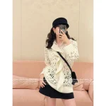 Dior 2025 Fall/Winter Collection ⭐️ Pleated Cut-Out Lace Flounce Fringe Lapel Crochet Wool Blouse for Women - Image 2