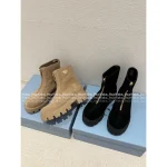 Prada 2025 Early Fall/Winter Collection 👢 Calfskin Classic ▶️ Triangle Logo Platform Gear ⚙️ Ankle Boots & Chelsea Boots for Women