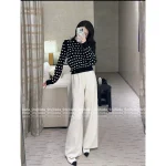 Chanel Girly Aesthetic ~ Bow Detail 🎀 2025 Fall/Winter Collection 3D Jacquard Round Neck Striped Wool 🦙 Knit Short Sleeve / Pullover Sweater - Image 11