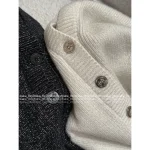 Dior 2025 Fall/Winter Collection 🐝 Gold-Thread Embroidered Bee Logo Cashmere/Wool Blend V-Neck Knit Cardigan - Image 9