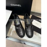 Chanel 2025 Fall/Winter Collection 🌈 Cut-Out Silver Buckle Logo Genuine Leather Loafers / Women's Shoes - 4 Colors Available - Image 11