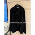 Dior 2025 Fall/Winter Collection 🖤 Pleated Lapel Ruffle Hem Imported Wool 🦙 Knit Dress for Women