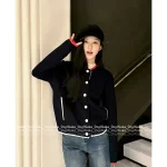 THOM BROWNE 2025 Fall/Winter Collection 👧 Color-Block Pocket Knit Wool Baseball Jacket for Women - Image 7