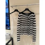 Dior 2025 Fall Collection 🔍 Black-White Colorblock Pleated Ruffle Fringe Sheer Blouse (with Lining)