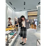 miumiu 2025 Early Fall/Winter Collection 🩶 Minimalist Luxury Gray Tones Lapel Letter Logo Imported Lambswool/Cashmere Jacket - Image 9