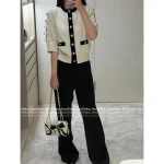 Chanel 2025 Fall/Winter Collection 🤍 100% Kashmir Cashmere Handmade Bow 🎀 Color-Block Pocket Knit Cardigan - Image 12