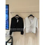 Dior 2025 Fall/Winter Collection 🐝 Gold-Thread Embroidered Bee Logo Cashmere/Wool Blend V-Neck Knit Cardigan