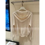 Loewe 2025 Early Fall/Winter Collection ☑️ Embroidered Letter Logo Hooded Wool Knit Pullover for Women - Image 10