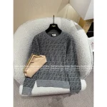FENDI 2025 Fall/Winter Collection Round Neck Jacquard Letter Logo Imported Wool/Silk Blend Pullover Knit Sweater for Women - Image 7