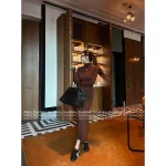 Loewe 2025 Early Fall Collection 🖤 Metal Logo Mock Neck Slim-Fit Slit Detail Dress / Maxi Dress - Image 4