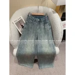 BALENCIAGA 2025 Early Fall Collection 👖 Sparkling Heavyweight Hot-Fix Rhinestone High-Waist Slimming Wide-Leg Jeans for Women - Image 5