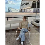 SELF-PORTRAIT Rich Girl's Private Wardrobe 2025 Early Fall Collection Gold-Thread Round Neck Metal Button Chain Belt ⛓️ Flounce Sleeve Pullover Top - Image 5