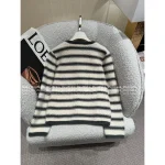 Loewe 2025 Early Fall Collection 🆕 Round Neck Striped Embroidery Toggle Button Pocket Wool Sweater 🐑 Cardigan for Women - Image 11
