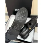 Chanel 2025 Fall/Winter Collection 🌈 Cut-Out Silver Buckle Logo Genuine Leather Loafers / Women's Shoes - 4 Colors Available - Image 9