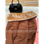 miumiu 2025 Early Fall/Winter Collection 🐻 Patchwork Fur Collar Suede Wool Jacket - Quilted Lining for Warmth & Comfort - Image 8