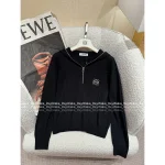 Loewe 2025 Early Fall/Winter Collection ☑️ Embroidered Letter Logo Hooded Wool Knit Pullover for Women - Image 9