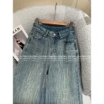 BALENCIAGA 2025 Early Fall Collection 👖 Sparkling Heavyweight Hot-Fix Rhinestone High-Waist Slimming Wide-Leg Jeans for Women - Image 4